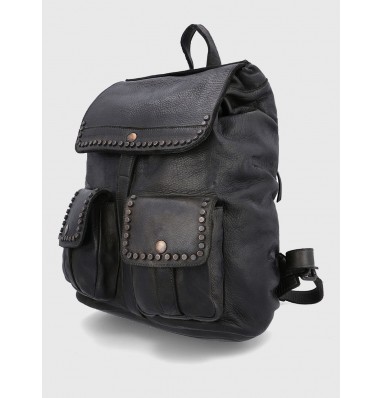 Clara Black Mini Leather Backpack