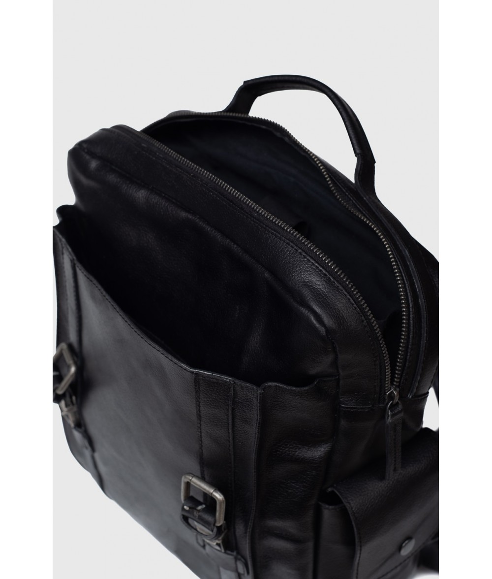 Darren Black Leather Backpack