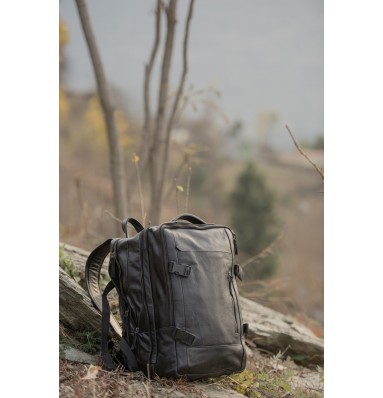 Denver Black Leather Travel Backpack