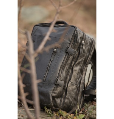 Denver Black Leather Travel Backpack