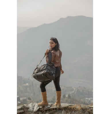 Denver Black Leather Travel Backpack