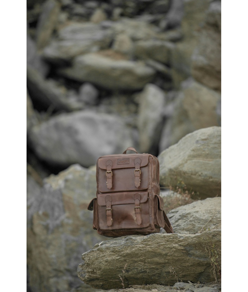 Dulles Crazy Horse Leather Laptop Backpack