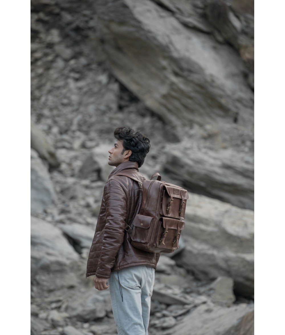 Dulles Crazy Horse Leather Laptop Backpack