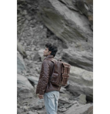 Dulles Crazy Horse Leather Laptop Backpack