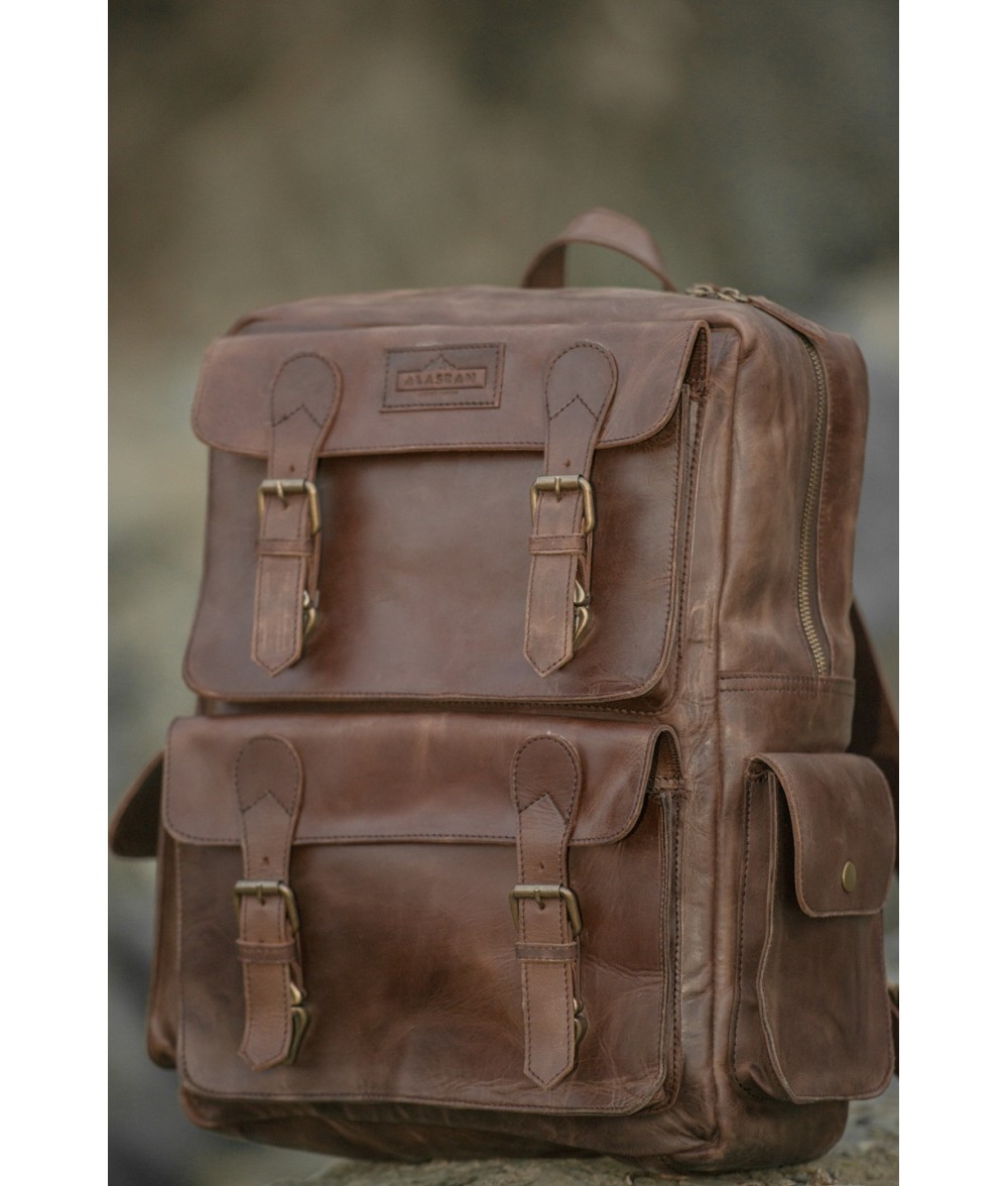 Dulles Crazy Horse Leather Laptop Backpack