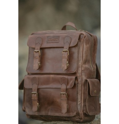 Dulles Crazy Horse Leather Laptop Backpack