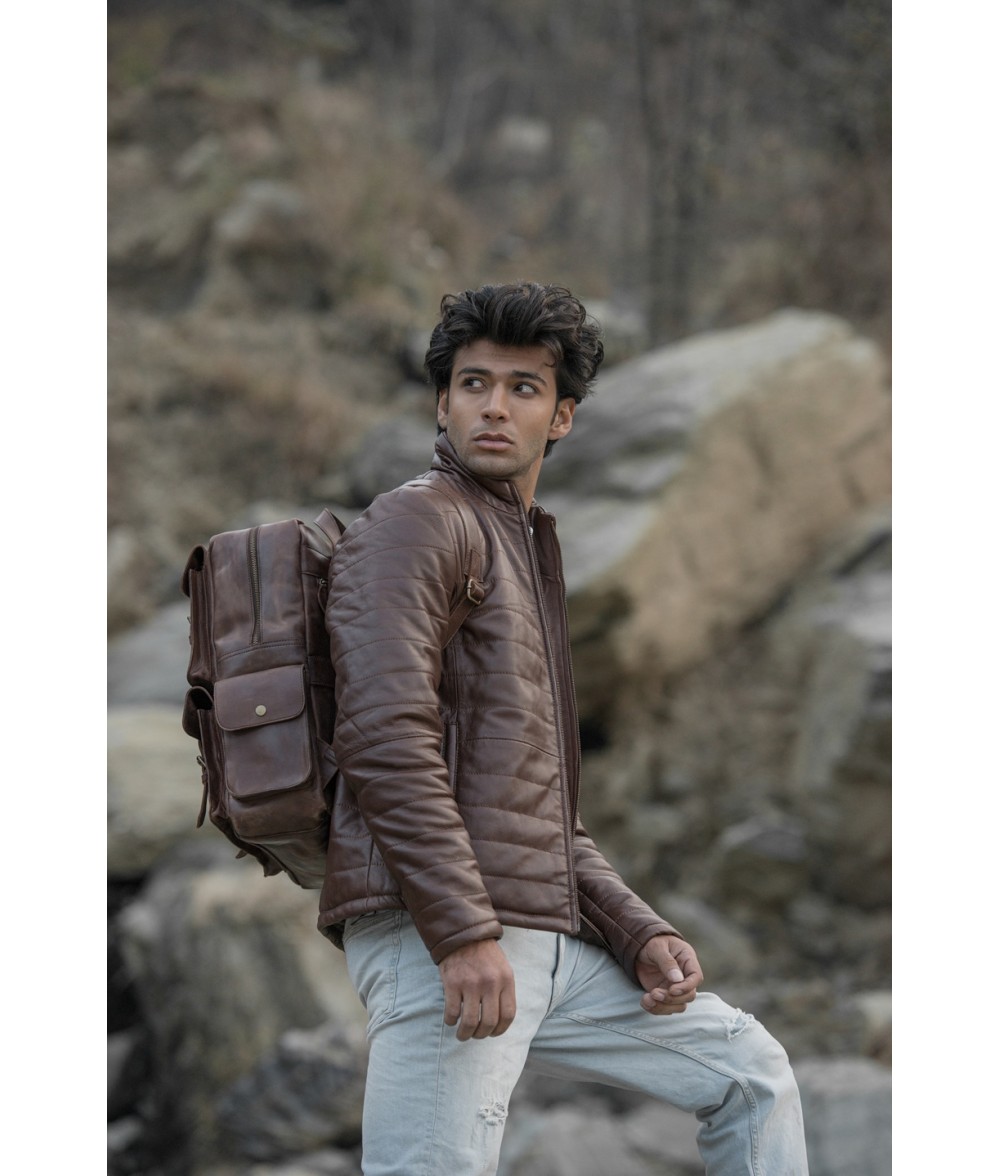 Dulles Crazy Horse Leather Laptop Backpack