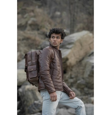 Dulles Crazy Horse Leather Laptop Backpack