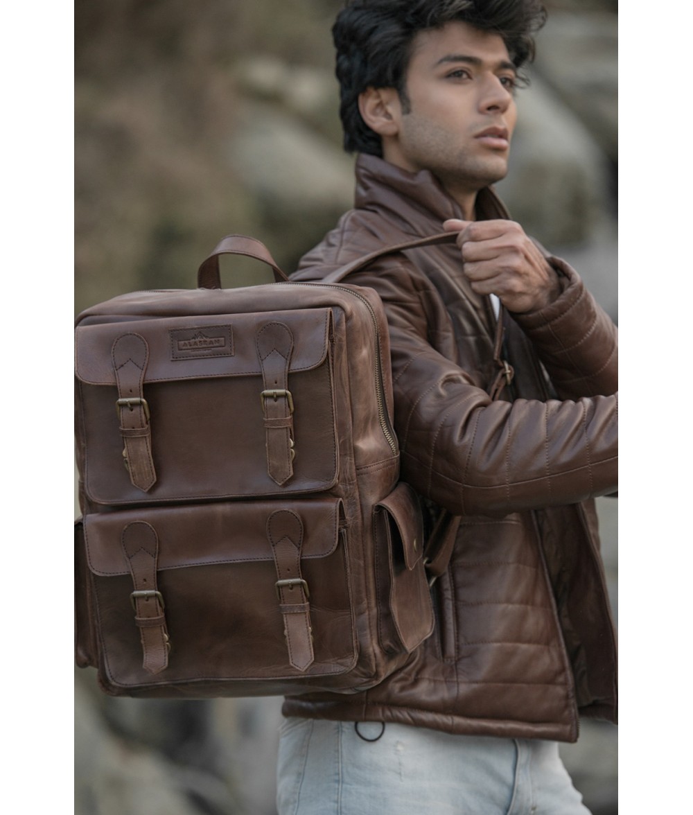 Dulles Crazy Horse Leather Laptop Backpack