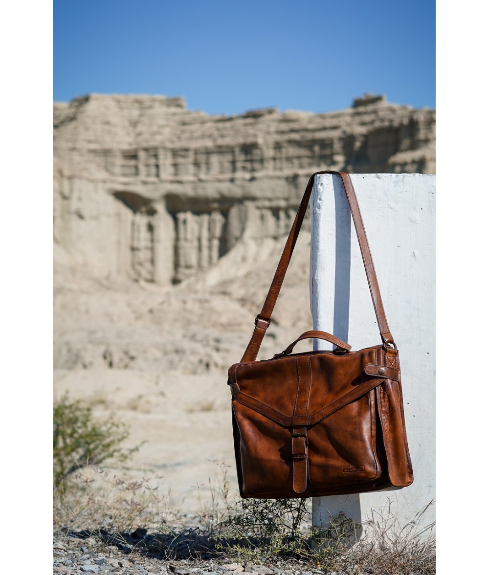 Fairbanks Brown Leather Messenger Bag