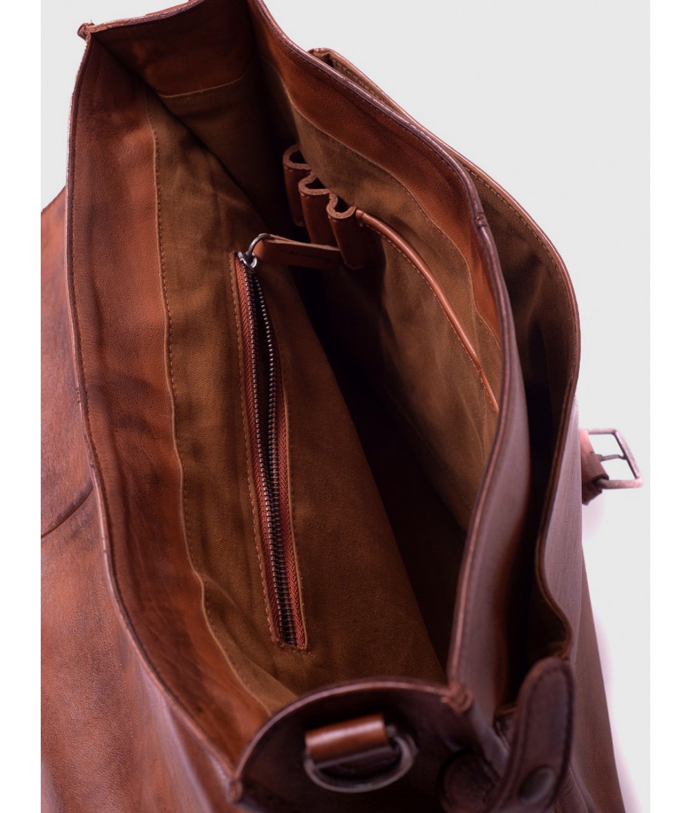 Fairbanks Brown Leather Messenger Bag