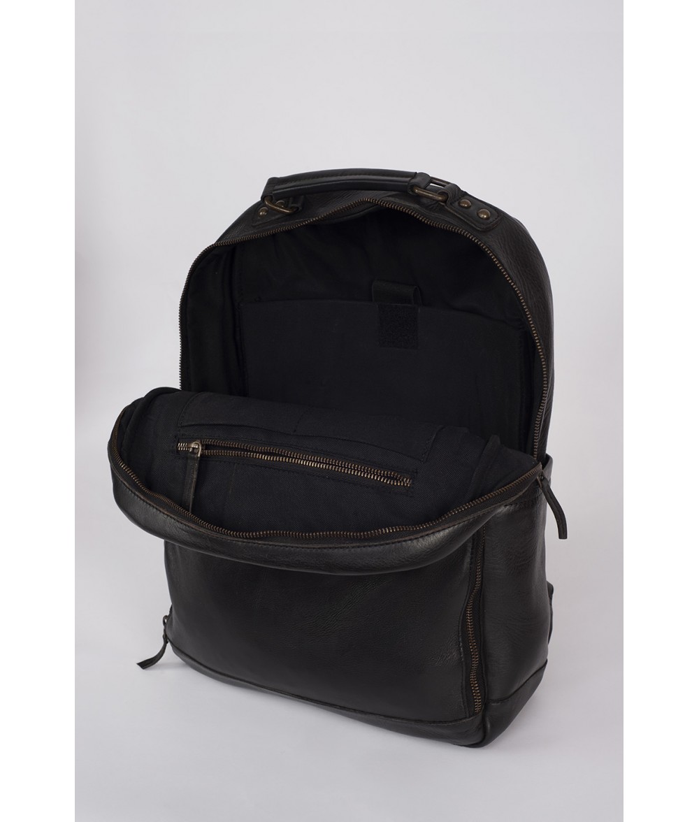 Flint Black Leather Everyday Carry Backpack