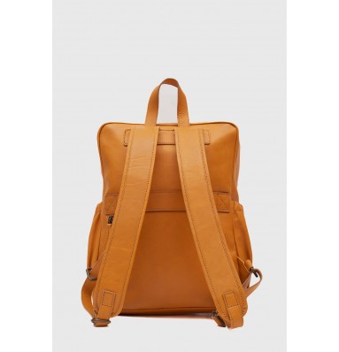 Kallis Brown Leather Laptop Backpack