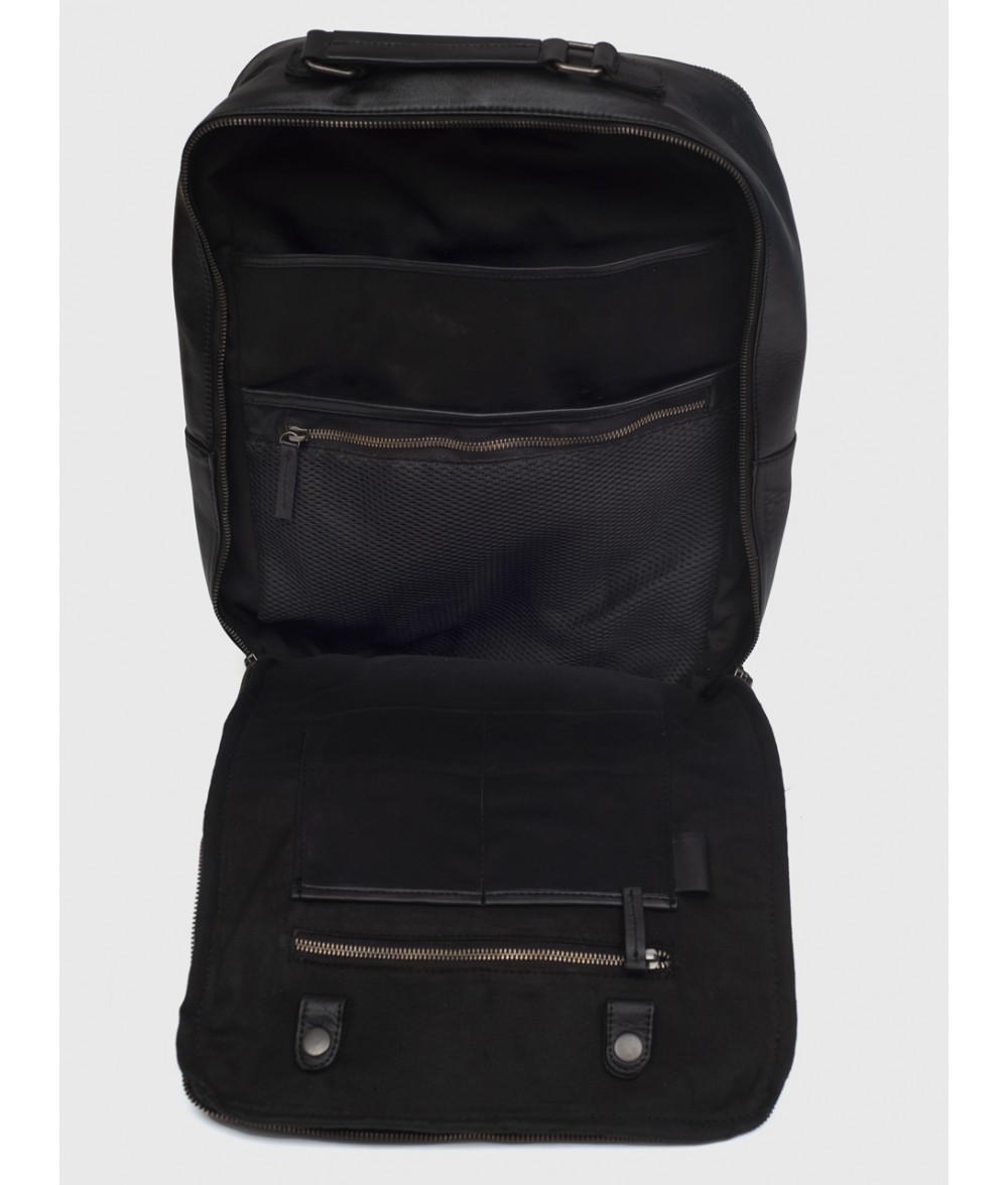 Kurt Black Leather Laptop Backpack