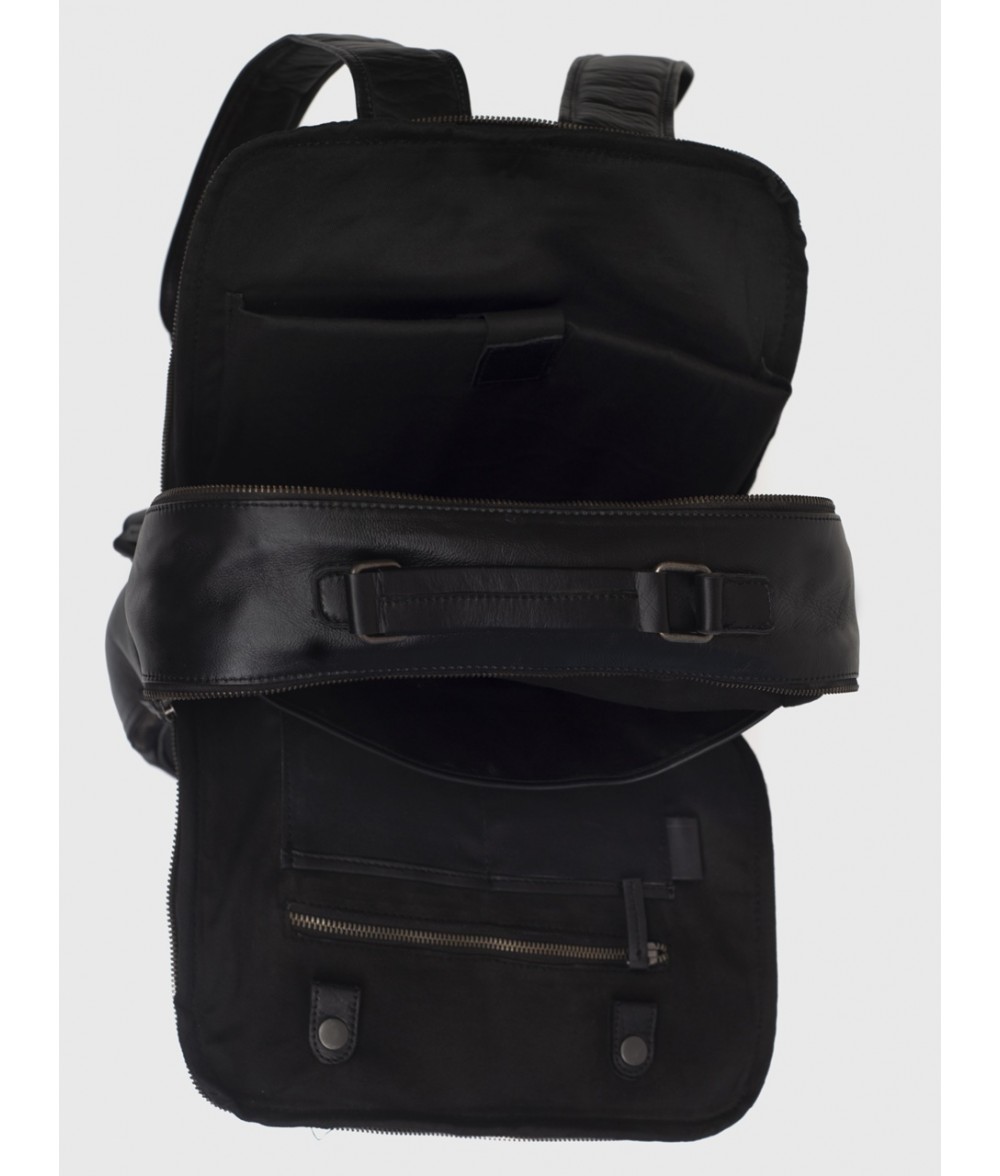 Kurt Black Leather Laptop Backpack