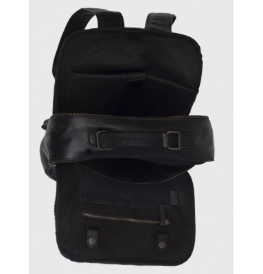 Kurt Black Leather Laptop Backpack