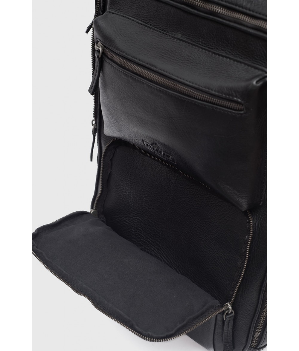 Kurt Black Leather Laptop Backpack