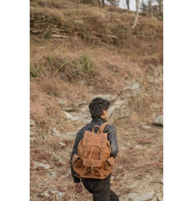 Moss Distressed Leather Travel Backpack
