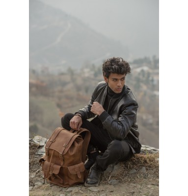 Moss Distressed Leather Travel Backpack