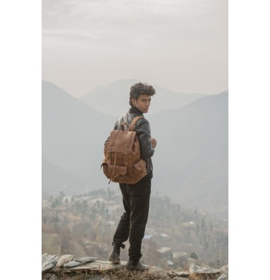 Moss Distressed Leather Travel Backpack