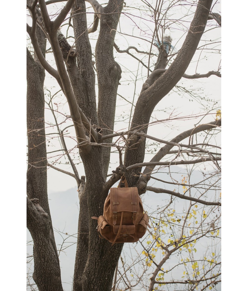 Moss Distressed Leather Travel Backpack