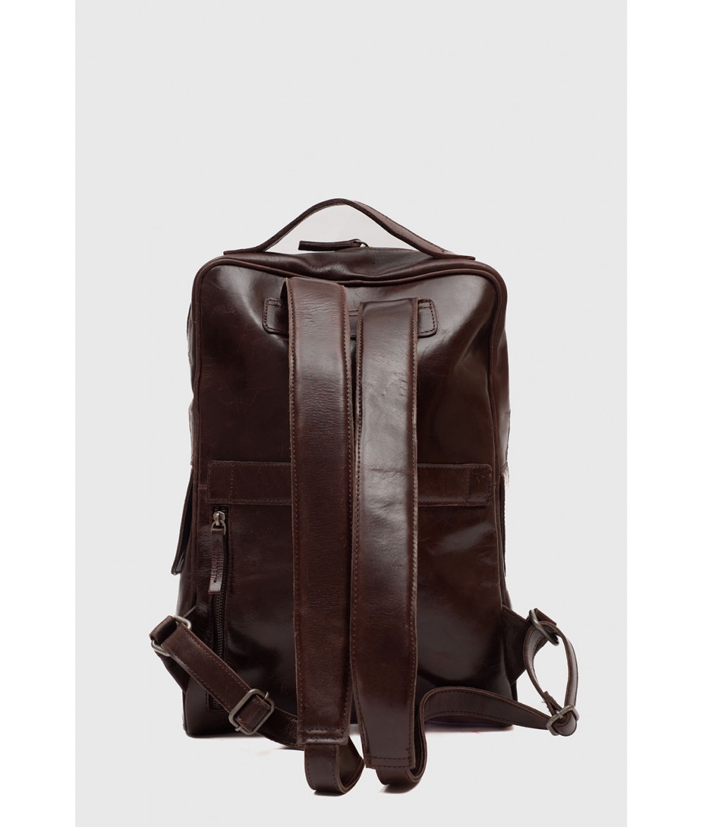 Muller Brown Leather Laptop Backpack