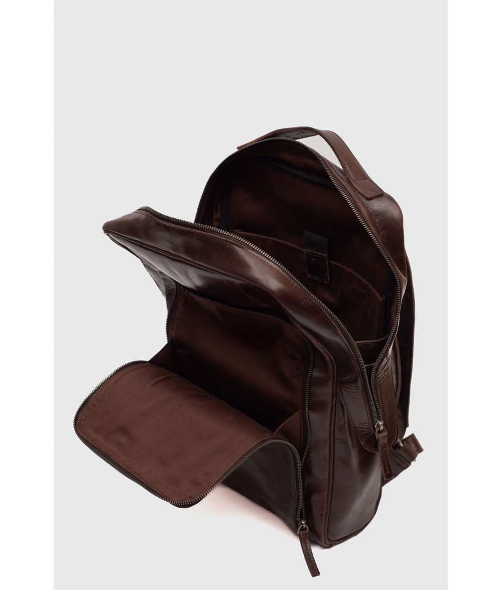 Muller Brown Leather Laptop Backpack