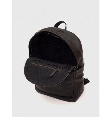 Pierre Black Leather Laptop Backpack 