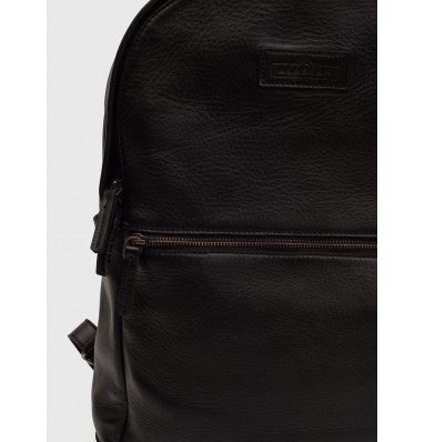 Pierre Black Leather Laptop Backpack 