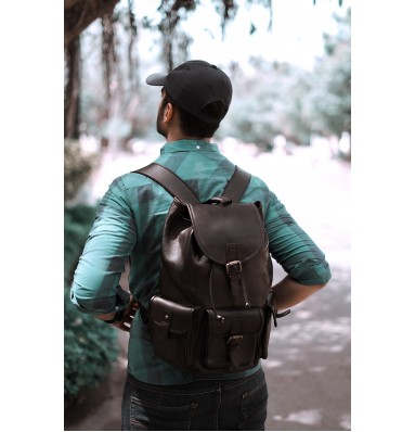 Piper Dark Brown Leather Backpack