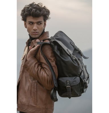 Porter Black Leather Travel Rucksack