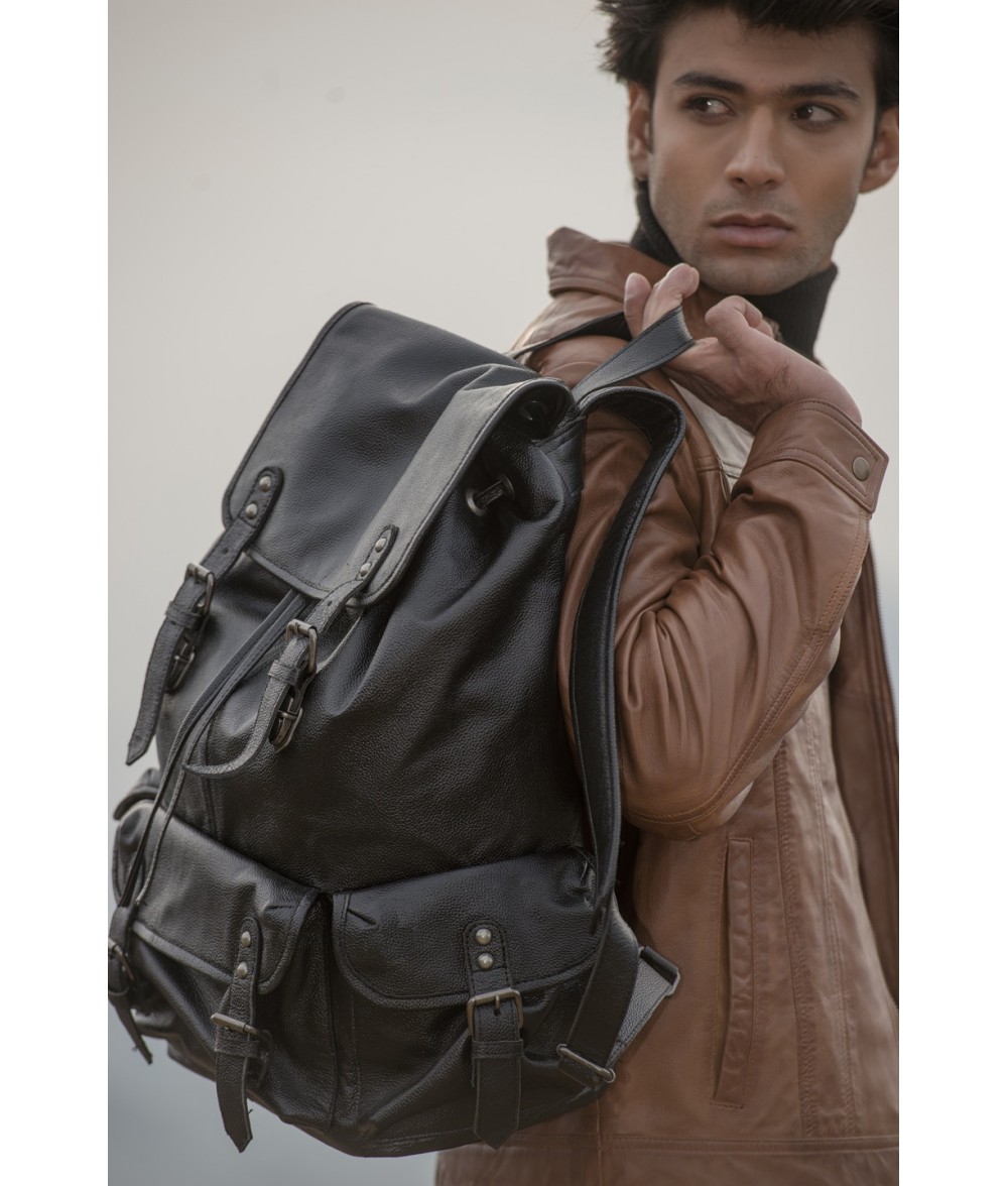 Porter Black Leather Travel Rucksack