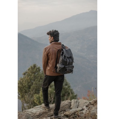 Porter Black Leather Travel Rucksack