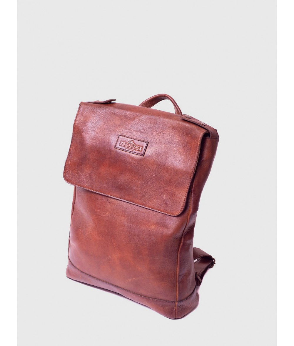 Vincent Brown Leather Laptop Backpack