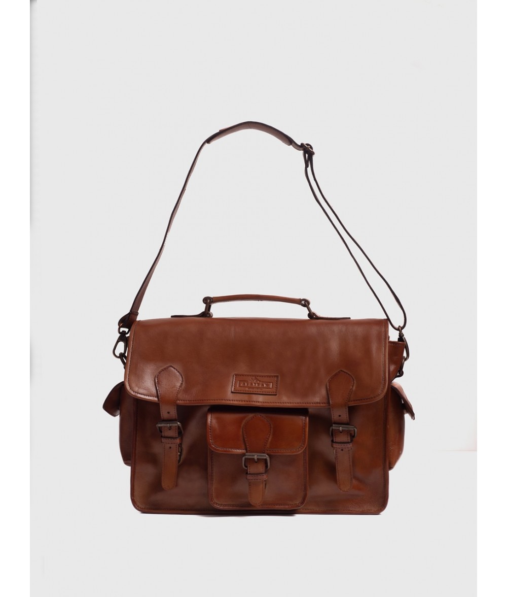 Windsor Cognac Brown Leather Satchel