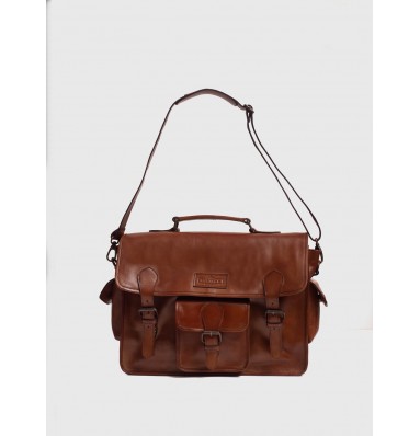 Windsor Cognac Brown Leather Satchel