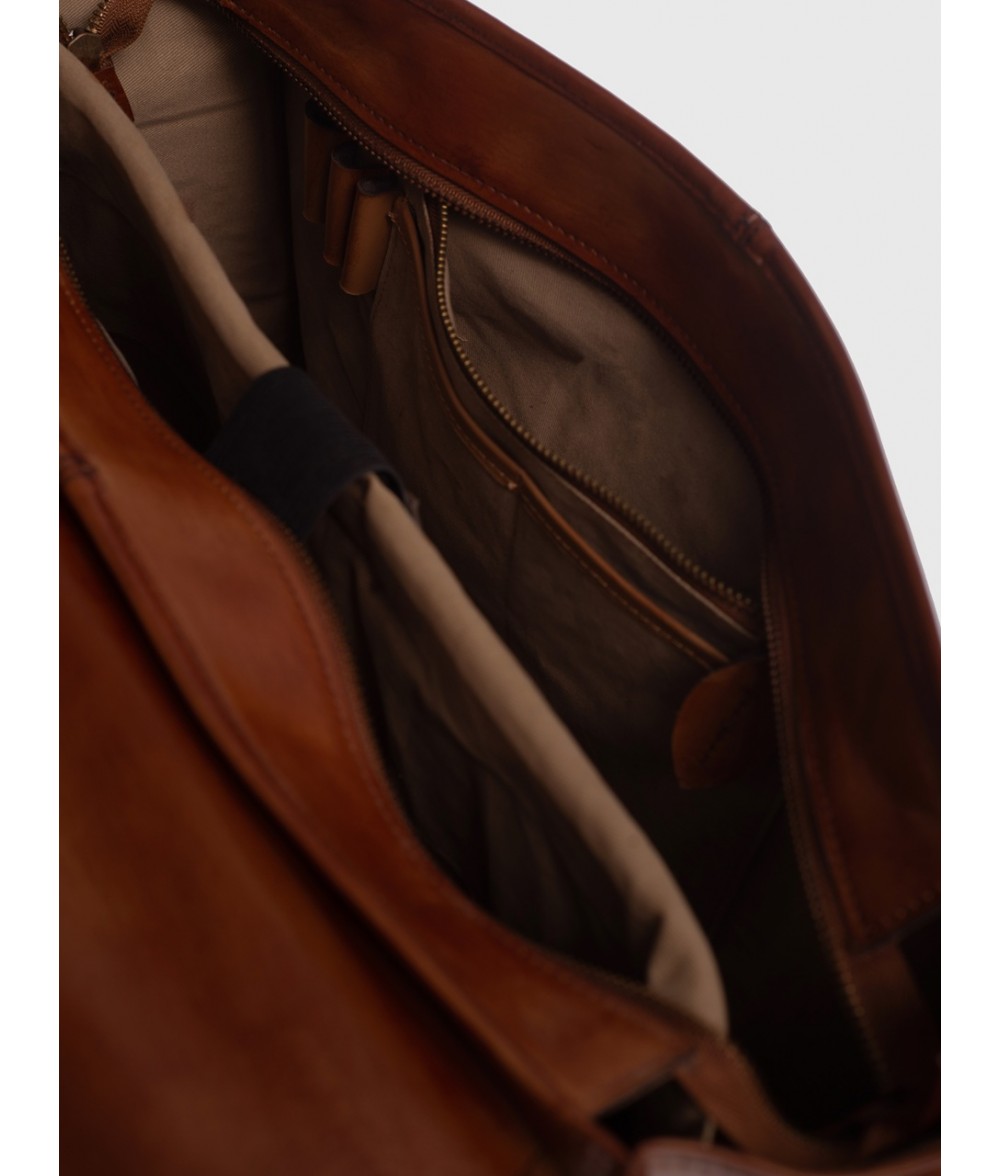 Windsor Cognac Brown Leather Satchel