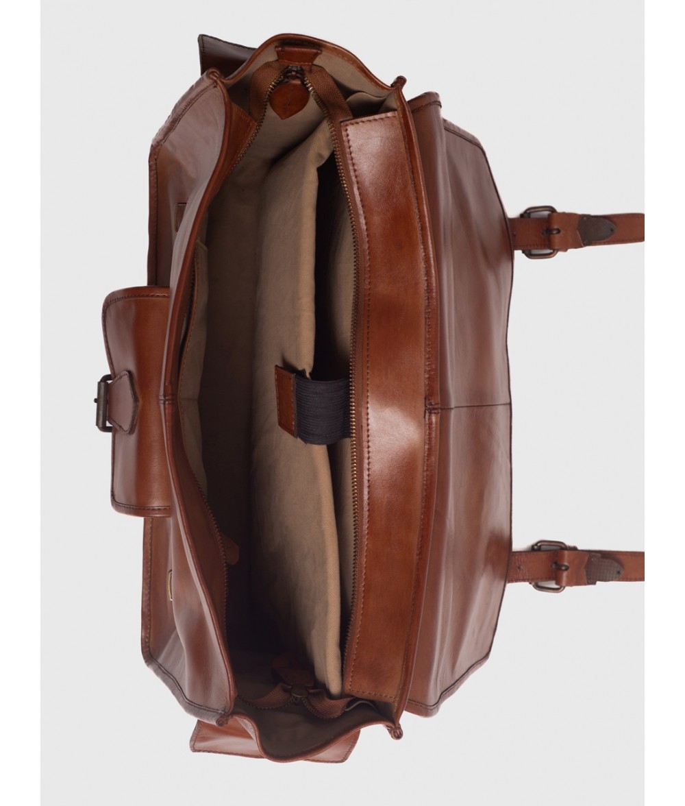 Windsor Cognac Brown Leather Satchel
