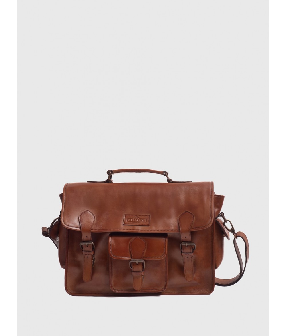 Windsor Cognac Brown Leather Satchel