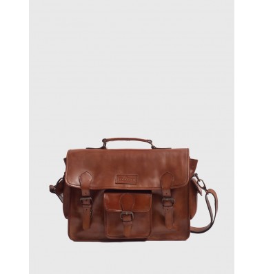 Windsor Cognac Brown Leather Satchel