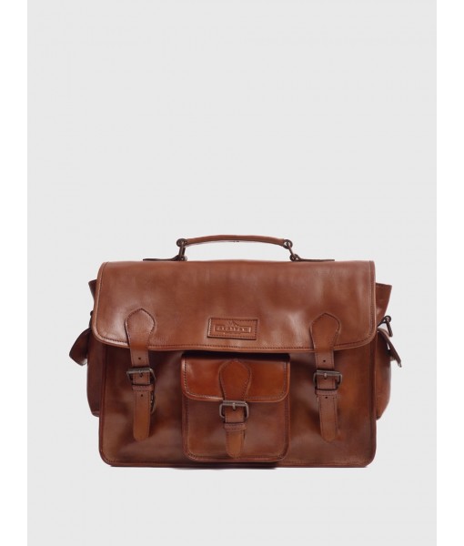 Windsor Cognac Brown Leather Satchel