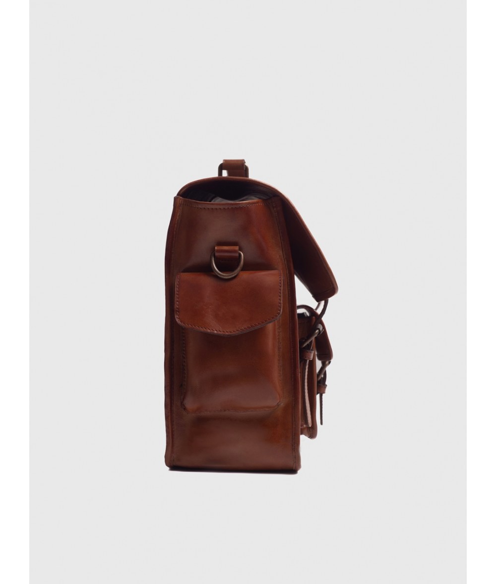 Windsor Cognac Brown Leather Satchel