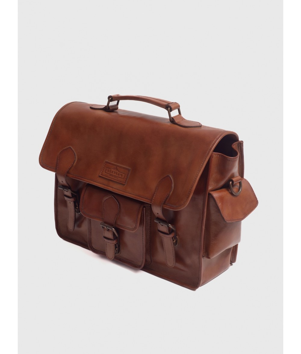 Windsor Cognac Brown Leather Satchel