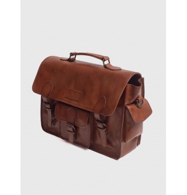 Windsor Cognac Brown Leather Satchel
