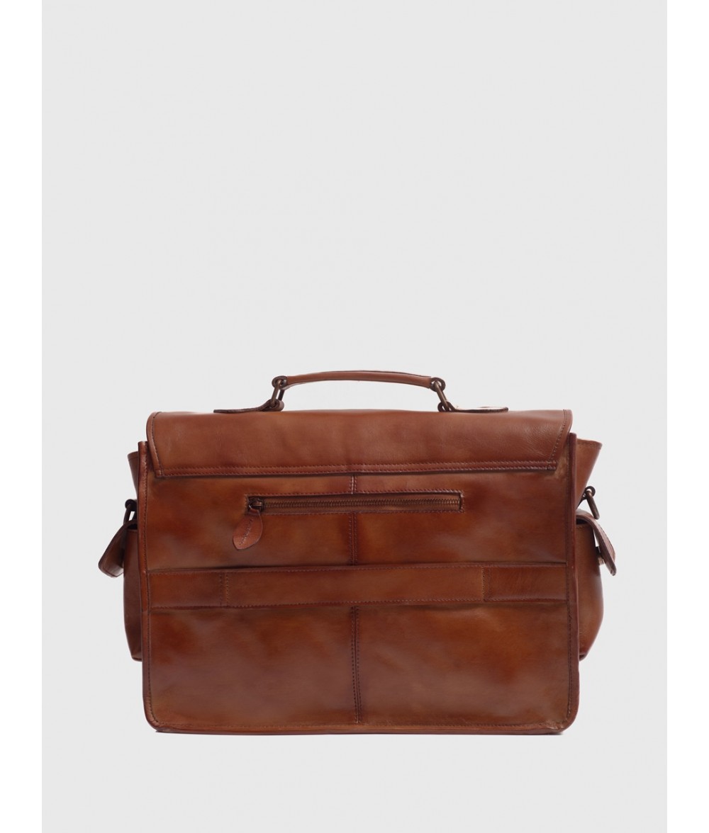 Windsor Cognac Brown Leather Satchel