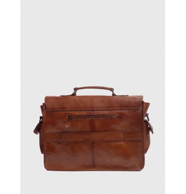 Windsor Cognac Brown Leather Satchel
