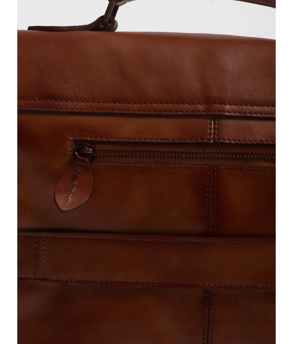 Windsor Cognac Brown Leather Satchel