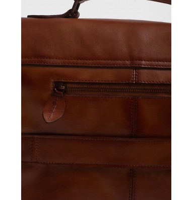 Windsor Cognac Brown Leather Satchel