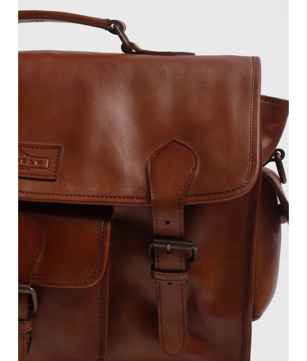 Windsor Cognac Brown Leather Satchel