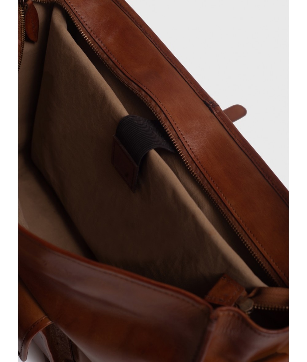 Windsor Cognac Brown Leather Satchel